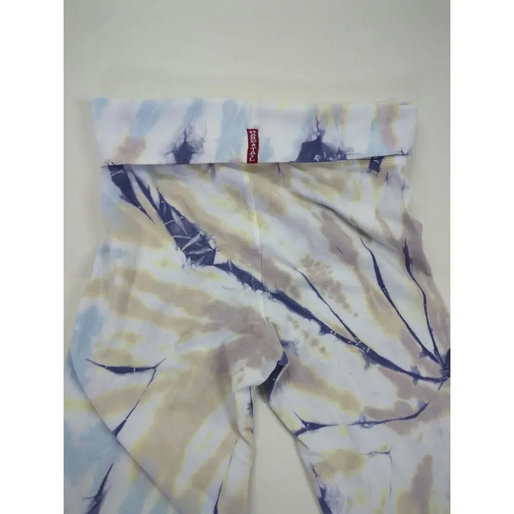 Hard Tail Forever Bootleg Roll Down Pants Small Blue Tan White Tie-Dye W-330 - Picture 3 of 5